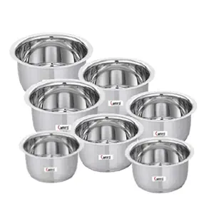 CAMRO TOPE ENCAPSULATED Bottom Induction Base Set of 7 (1.8 L, 2.2 L, 2.7 L,(3.4 L, 4 L, 5 L & 6 L) Silver (12 no/13no/14 no/15no/16no/17no/18no/)