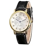 cookdate Armbanduhren männer Herrenuhr mit Datum Funktion Armbanduhr Herren Art- und Weisemann-Leder-Band-Uhren Sport-Analoge Quarz-Armbanduhr D Armbanduhr Uhren Herrenuhr Herrenarmbanduh Schwarz