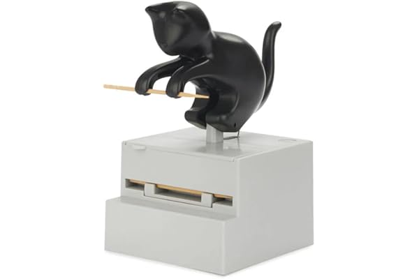 Balvi Distributeur de cure-dents Frisky Couleur noir Distributeur de cure-dents en forme de chat Plas