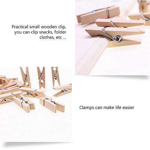 Natürliche Wäscheklammer, Aodoor Mini Holzklammern Deko Klammern Wäscheklammern Clips Fotopapier Peg(100 Stück) - 3