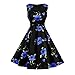 Produktbild 70er Abendkleid, Lylafairy Damen A-Linie 50er Vintage Rockabilly Kleid Knielang Festliches Pin Up Kleid Partykleider Cocktailkleider (38, 01Blue Rose)