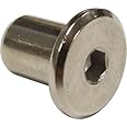 Pack of 4 x 6mm Furniture Sleeve Nuts - Bed Bolt Fittings silver coloured