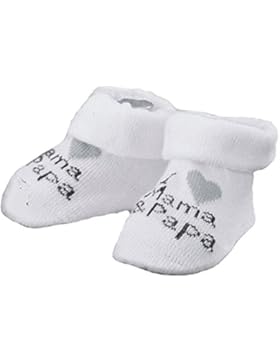 Baby Mädchen Jungen Erstlings Söckchen Strümpfe Sneaker Socken für 0-5 Monate in Geschenkbox Weiß Mama Papa