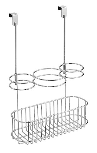 mDesign Fönhalter ohne Bohren – mit Gitterbox – ideal zur Fön Aufbewahrung und Lockenstab Aufbewahrung – einfach aufhängen & Ordnung schaffen - 3