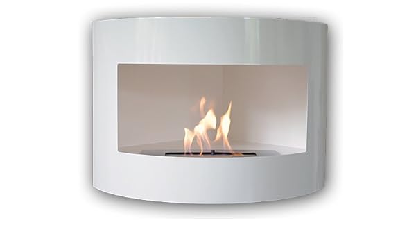 New Design Corner Fireplace Riviera White Deluxe For Bio Ethanol