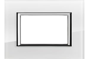 CILIA 1/2/4/10 Pezzi Placca Vetro Temperato 3 Moduli Compatibile MATIX E, Supporto 503-4 Colori per Ristrutturazioni Domestiche/Industriali (1, Bianco)