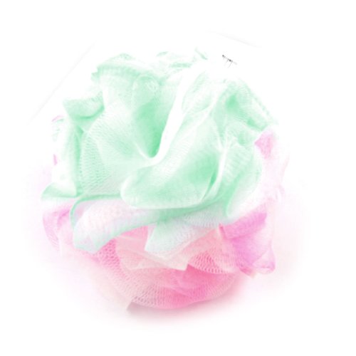 Green Yellow Nylon Mesh Hole Bath Ball Body Wash Scrubber Shower Pouf