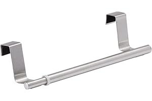 Wenko 79173100 Barra Portasalviette Sopra Anta Telescopica Estraibile, Acciaio Inossidabile, 22-35 x 6 x 7 cm, Argento Opaco