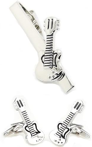 Guitar cufflinks and tie clip