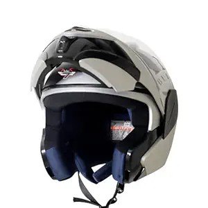 Steelbird SB-34 ABS 7 Wings Tank Flip Up Graphics Helmet with Clear Visor (Medium 580MM, Matt Silver Grey)