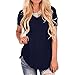 Produktbild FORH Damen Sommer Kurzarm T-Shirt Reizvolle V-Ausschnitt Kurzarm Hemden Strandbluse Tops Bluse Casual Unregelmäßige Sommerhemd Haushemd Damenmode Blusenshirt Sommerbluse (Marine, XL)