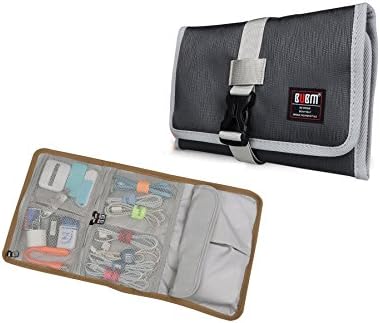cable organiser, BUBM 3Folded design electronics organizer, travel carry case, Hanging Toiletry Cosmetics Bag, Cable Stable, Wash Bag, Baby Healthcare kit(3Folded,Gray)