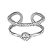 Fashion Johari Silver Adjustable Finger Rings For Girls Women. Unique CZ American Diamonds Latest Imitation Free Size Adjustable Fancy Ring for Girl and women - Silver - LR-1592 RS.285.00