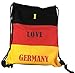 Produktbild Deutschland Turnbeutel | Mit robuster Kordel | 100% Baumwolle | Rucksack mit Spruch “I LOVE GERMANY”