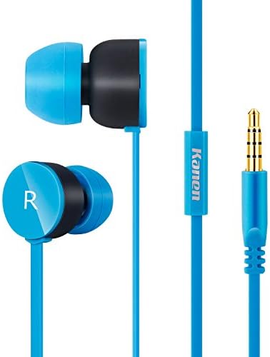Kanen IP205B In Ear Earphones Microphones Stereo Ear Buds with Silicone Case for SmartPhones Laoptop MP3/4 iPhone DVD Blue