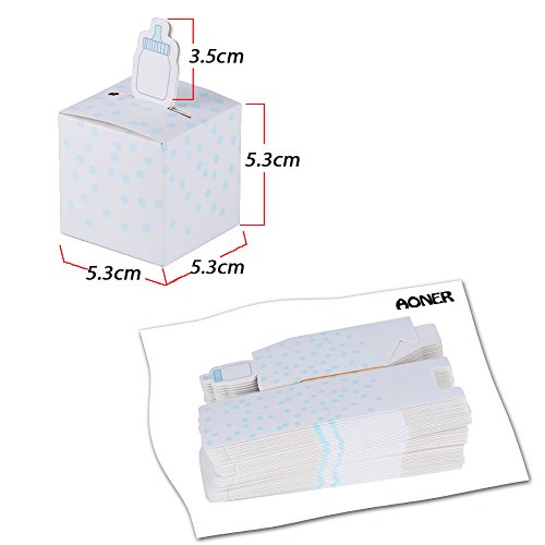 50 Stk. Gastgeschenk Box 5,3 x 5,3 x 5,3 cm Geschenkbox für Taufe, Baby Geburtstag usw. Pralinenschachtel süßigkeiten Bonboniere (Hellblau) - 2