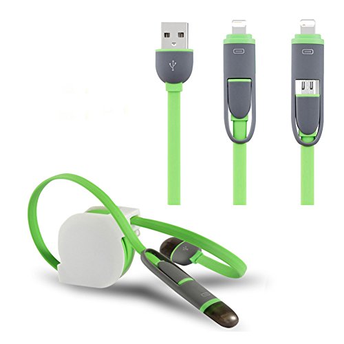 CJbrother 2 in 1 Micro USB und 8 Pin Anschluss! Ausziehbares Roll up Ladekabel Daten Kabel Gummi für iPhone, iPad, iPod / Samsung, HTC, LG, Sony etc.