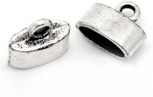 Flat Silver End Caps 12 x 10 mm for 3.5 x 9.5 mm Cord Pack of 10