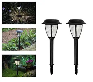 Tapetum Vintage Pathway Solar Garden Light Black Round -Pack of 2