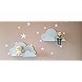 Happy Woody Set of 2 Cloud Wall Shelves for Nursery/Wooden Floating Shelf/Baby Room Decor/Nursery Room Decoration/Kids Room Wall Decor/Gift Set (blue)