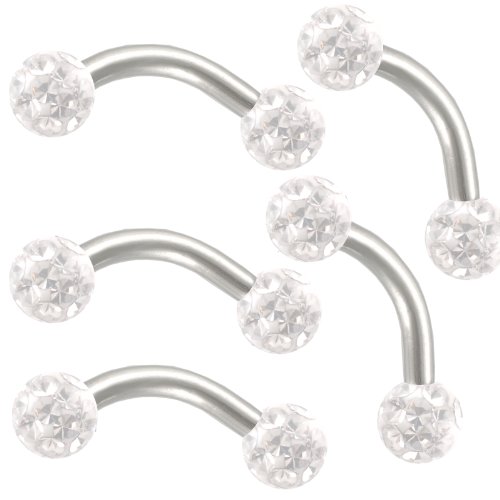 5er set 1,2mm 6mm Banane glitzer Curved Hantel tragus augenbrauenpiercing ear piercing lippe eskimo nase labret körperschmuck Stahl BIGM