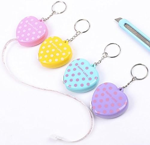 Tape Measure With Key Chain Plastic Portable Retractable Ruler Centimeter/Inch Multifunctional Tape Measure Random color（1PCS ）