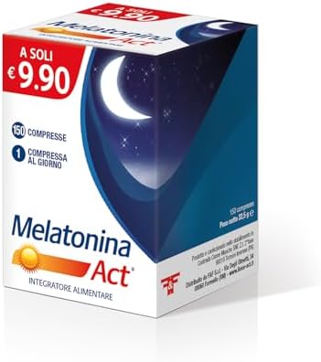 Melatonina Act 1mg, Integratore Alimentare a Base di Melatonina 1MG, Confezione da 150 Compresse