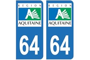 HADEXIA Pegatina para placa de matrícula departamental 64 Pirineos Atlánticos antiguos Región Aquitana