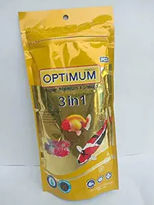 Optimum 3 in 1 Fish Food for Carp, Goldfish and Cichlid Spirulina 6% Floating Type by Jainsons (Mini Pellet), 100 g