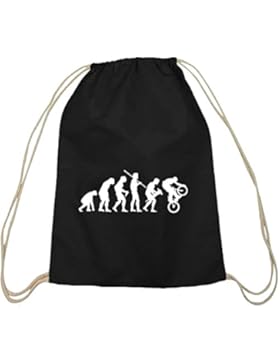Shirtstreet24, EVOLUTION BMX, Bike Sport Baumwoll natur Turnbeutel Rucksack Sport Beutel