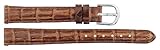 Armbanduhr lederarmband in Braun Leder - 12mm - Krokodilmuster - Schnalle in Silber Edelstahl - B12BroAli17S