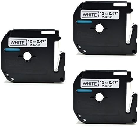 Eseller Direct® - 3 x Compatible Label Tape Replacement MK231 M-K231 for Brother P-Touch PT-100 - 12mm wide x 8m Length ( 3 Black on White )