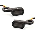 HAZAWA Mini LED Turn Signals Handlebar Marker Light Motorcycle front universal 3-wire Blinkers Compatible with Harley Sportster Road King Honda Shadow Yamaha Suzuki Kawasaki (Black-Smoke Lens)