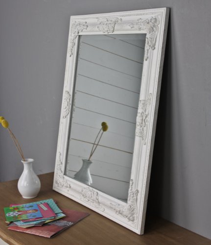 elbmöbel m0911whi Wandspiegel, Holz, weiß, 6 x 52 x 62 cm