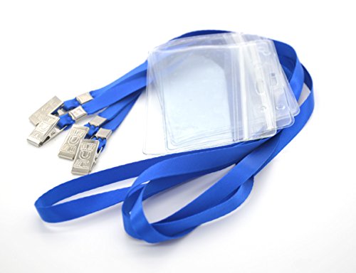 Bird Fiy 50  pcs Impermeable Tipo Transparente de Calidad Superior De Pl  stico Horizontal Etiqueta De Nombre Insignia Tarjeta de ID y cord  n de 50  pcs  color azul