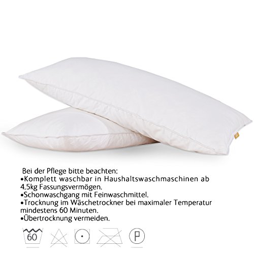 Puredown 15% Gänseflaum Kopfkissen Daunenkissen, 2 Stück, 40*80 cm, 500 gramm - 3