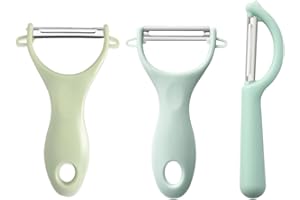 Fezf Paquet De 2 Pelador Patatas，Pelador Verduras，Peladors De Cuina, Peladors De Fruites, Peladors d'Acer Inoxidable Per a Fruites i Verdures (2 Blaus 1 Verd)