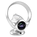 Alfawise Ventilateur sans feuilles Ventilateur sans feuilles ultra silencieux avec télécommande, écran à LED, ventilateur réglable à 8 vitesses, idéal pour les enfants et les animaux domestiques