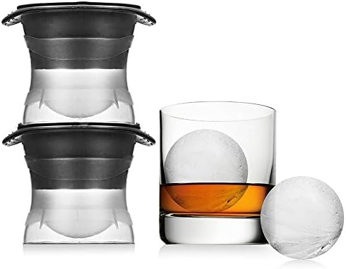 Silicone Ice Mold Ice Cube Trays Silicone Sphere Whiskey Ice Ball / Square Maker with Lids Ice Cube Molds for Cocktails &amp; Bourbon - Reusable &amp; BPA Free (Set of 2) (Ball Shape)