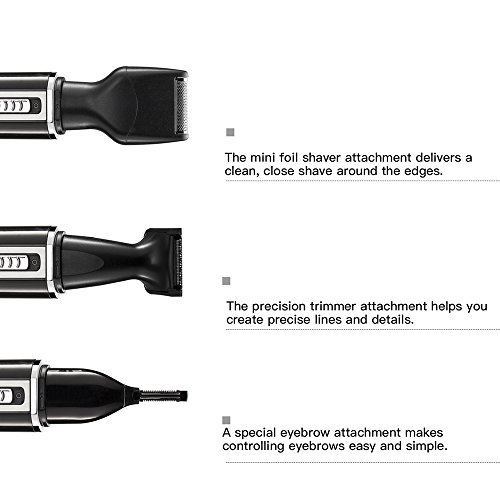 Nasen Trimmer, [Neueste Version] 4 in 1 Wiederaufladbarer Nasen Haarschneider / Nasen-ohr Trimmer / Bart Trimmer / Koteletten Trimmer / Augenbraue Trimmer Edelstahl & Wasserbeständig für Nass und Trocken - 4