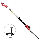 TEENO Taille-haies Télescopique électrique et 10m cable(500 W, Longueur de coupe 45 cm, Ecartement des dents 16 mm, Livré avec sangle de portée)