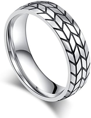 LALOPEZ Men's Europe and the United States Titanium Steel Tire Ring,Color Silver,Size T
