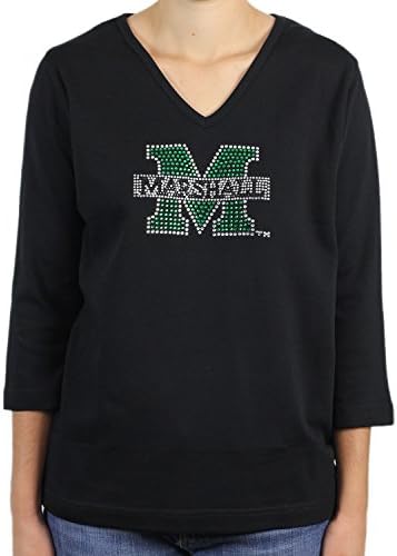 Nitro USA Women's V-Neck 3/4 Sleeve Top with Medium M with Marshall Bar