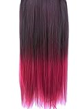 Pelucas moda de alta calidad 25 pulgadas clip en extensiones de sintético negro y rojo de la pendiente recta con 5 Clips