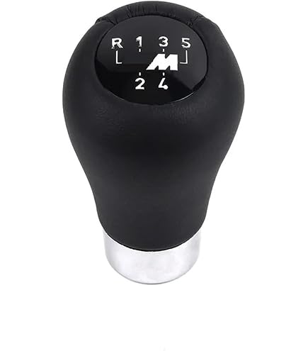 Pommeau De Vitesse Universel 5 Vitesses En Cuir PU - Design Ergonomique - Avec 4 Adaptateurs Pour Voitures Manuelles - Noir