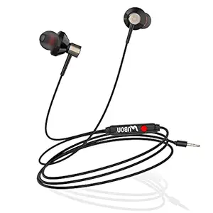 UBON Earphones UB-185A Universal BIGG Daddy BASS Earphone with mic Wired Hi-Resolution Audio 10mm Dynamic Driver Deep Bass Headphones Ergonomic Sweatproof Earbuds for All Smartphones (Black)