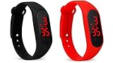 The Shopoholic Analogue Black Red Dial Combo Watch for Kids-(M2-Led-BR) The Shopoholic Analogue Black Red Dial Combo Watch for Kids-(M2-Led-BR)