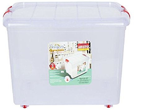 ARISTO Multipurpose Plastic Storage Container Box with Wheels 25 LTR (Clear, Transparent)