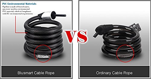 Fahrradschloss Blusmart mit 5stelliger Zahlenkombination für Fahrrad oder Motorrad – 180cm lang - 5