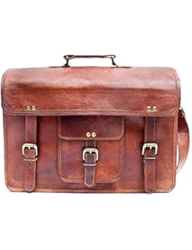 Barello Unisex Ledertasche Handarbeit Echtes Leder Schultertasche Laptoptasche 40cm Oxford Schultertasche